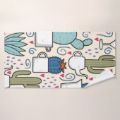 Seamless pattern with llama, cactus hand drawn des (Serviette de bain)