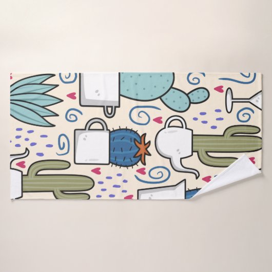 Seamless pattern with llama, cactus hand drawn des (Serviette de bain)