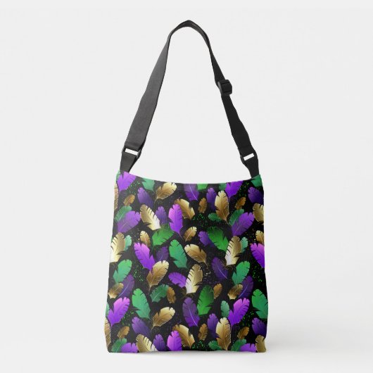 Seamless Pattern with Mardi Gras feathers Crossbody Tas (Voorkant)