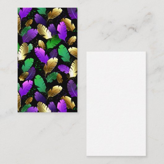 Seamless Pattern with Mardi Gras feathers Kortingskaartje (Voorkant / Achterkant)