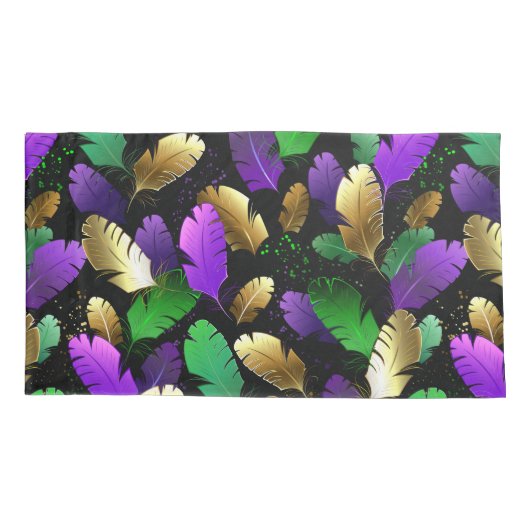 Seamless Pattern with Mardi Gras feathers Kussensloop (Achterkant-Links)