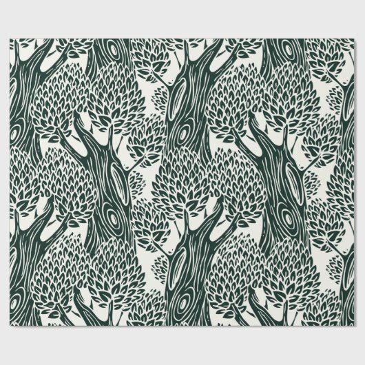 seamless pattern with old deciduous trees. Styliz Cadeaupapier (Vlak)