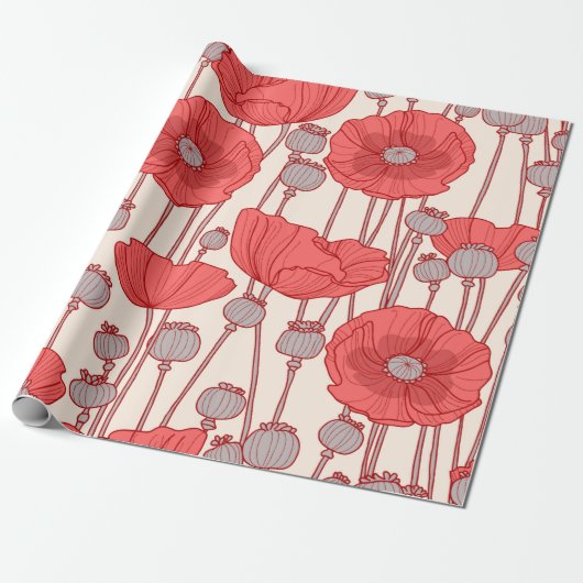 Seamless pattern with poppies.  cadeaupapier (Uitgerold)