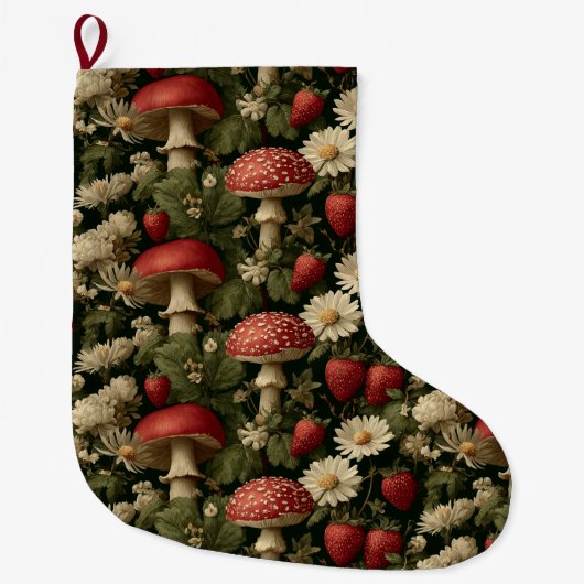 Seamless Pattern with Red Fly Agaric and Flowers Grote Kerstsok (Voorkant)