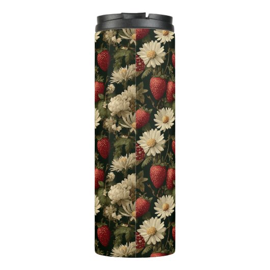 Seamless Pattern with Red Fly Agaric and Flowers Thermosbeker (Achterkant)