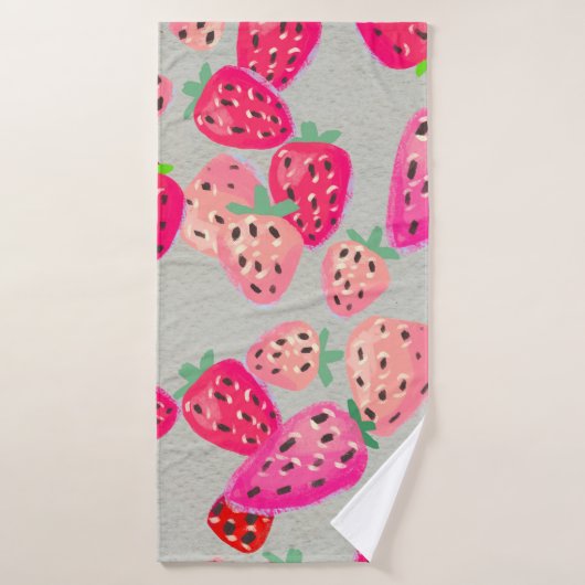 Seamless pattern with ripe strawberry. Hand drawn Badhanddoek (Badhanddoek)