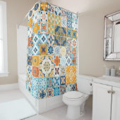 Seamless pattern with with Portuguese tiles. illus Douchegordijn (In situ)