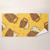 Seamless Pattern with Wooden Foam Beer Mugsbeer, p Badhanddoek (Badhanddoek)