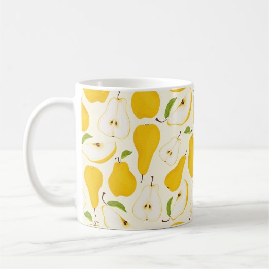 Seamless pear pattern. Different pears whole fruit Koffiemok (Links)