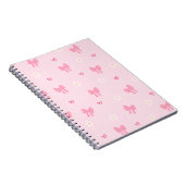 Seamless Pink Bow and Floral Pattern – Cute Girly  Notitieboek (Rechterzijde)