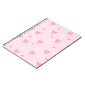 Seamless Pink Bow and Floral Pattern – Cute Girly  Notitieboek (Linkerzijde)