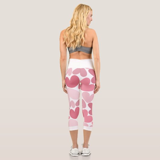 Seamless Pink Hearts Pattern Leggings – Romantic (Verso)