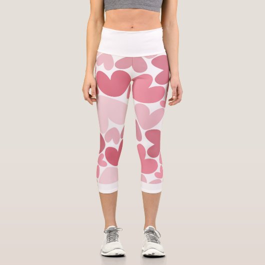Seamless Pink Hearts Pattern Leggings – Romantic (Recto)