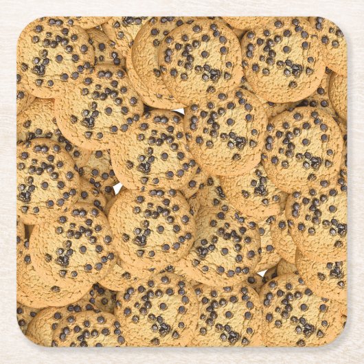Seamless Realistic Cookie Pattern Coasters Vierkante Kartonnen Onderzetter (Voorkant)