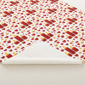 "Seamless Red & Gold Candlelight Hearts Pattern –  Sherpa Deken (3/4)