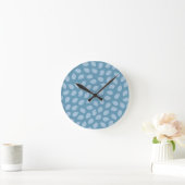 Seamless Soft Blue Leaf Pattern Ronde Klok (Huis)