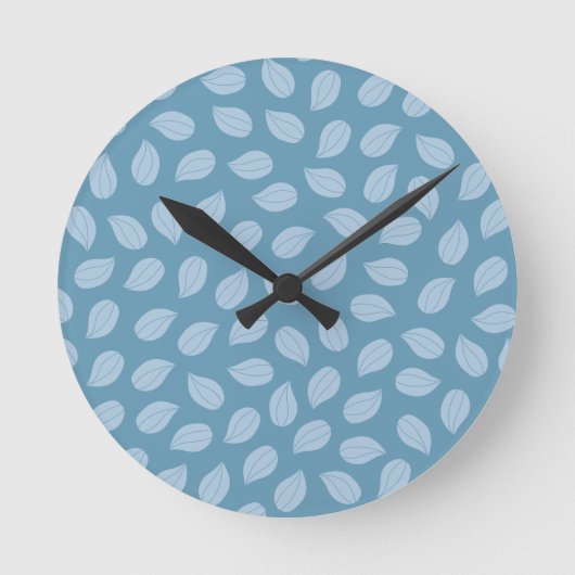 Seamless Soft Blue Leaf Pattern Ronde Klok (Voorkant)