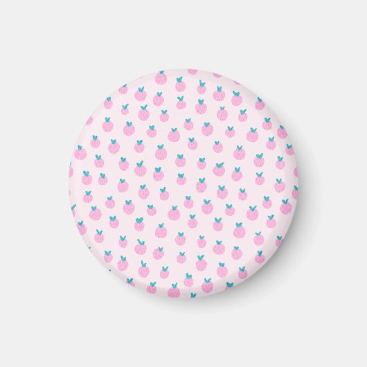Seamless Strawberry Pattern – Pastel Pink Cute  Magneet (Voorkant)