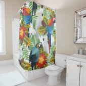Seamless tropical pattern with parrots.  douchegordijn (In situ)