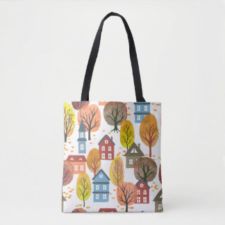 Seamless vintage autumn city pattern with watercol draagtas