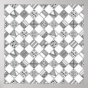 Seamless vintage. Black and white geometri Poster