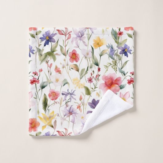 Seamless watercolor flowers pattern (Gant de toilette)