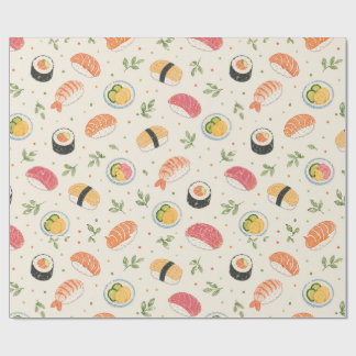 Seamless watercolor sushi pattern with nigiri roll cadeaupapier