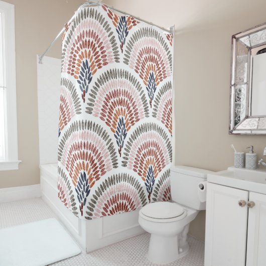 Seamless wavy pattern. Seigaiha design in polka do Douchegordijn (In situ)