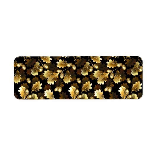 Seamless with golden oak branches on black etiket (Voorkant)