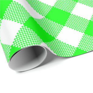 Seams Match: Green n White Gingham Wrapping Paper Cadeaupapier