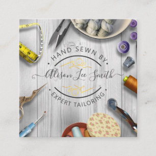 Seamstress of Tailor desk Hand sewn Square Busines Vierkante Visitekaartje