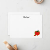 Seamstress Red Pin Cushion Seamstress Notitiekaartje (Voorkant / Achterkant in situ)