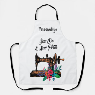 Seamstress tapijtschelp aan- en naaien voor offert schort