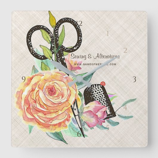  seamstressscharen en -schroeven vierkante klok (Voorkant)