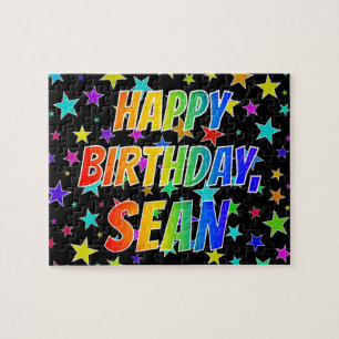 "SEAN" Voornaam, geun "HAPPY BIRTHDAY" Legpuzzel