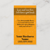 Séance d'animal familier, carte faite sur commande (Dos)