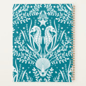 Seapaarden Aangepaste Blauwgroen Blauwe Damask Planner (Achterkant)