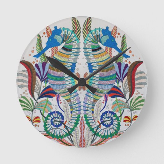 Seapaarden Acrylwandklok Ronde Klok (Voorkant)