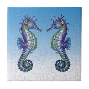 Seapaarden Blue Love Tegeltje