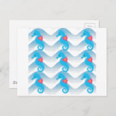 Seapaarden en Blue Waves Pattern Briefkaart (Voorkant / Achterkant)