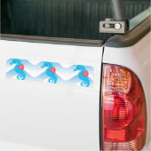 Seapaarden en Blue Waves Pattern Bumpersticker (Op Truck)