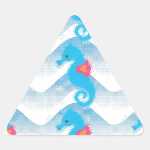 Seapaarden en Blue Waves Pattern Driehoek Sticker