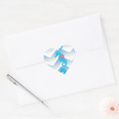 Seapaarden en Blue Waves Pattern Hart Sticker (Envelop)