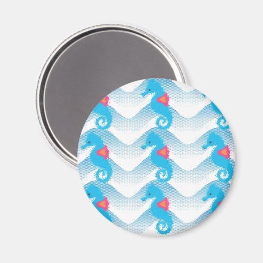 Seapaarden en Blue Waves Pattern Magneet (Voorkant / Achterkant)
