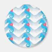 Seapaarden en Blue Waves Pattern Magneet (Voorkant)