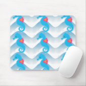 Seapaarden en Blue Waves Pattern Muismat (Met muis)