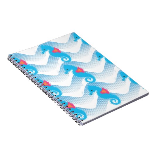 Seapaarden en Blue Waves Pattern Notitieboek (Rechterzijde)
