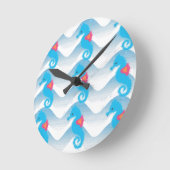 Seapaarden en Blue Waves Pattern Ronde Klok (Hoek)