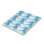 Seapaarden en Blue Waves Pattern Tegeltje (Zijkant)
