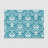 Seapaarden Ocean Zee Life Damask Patroon Blauwgroe Tissuepapier (Voorkant)